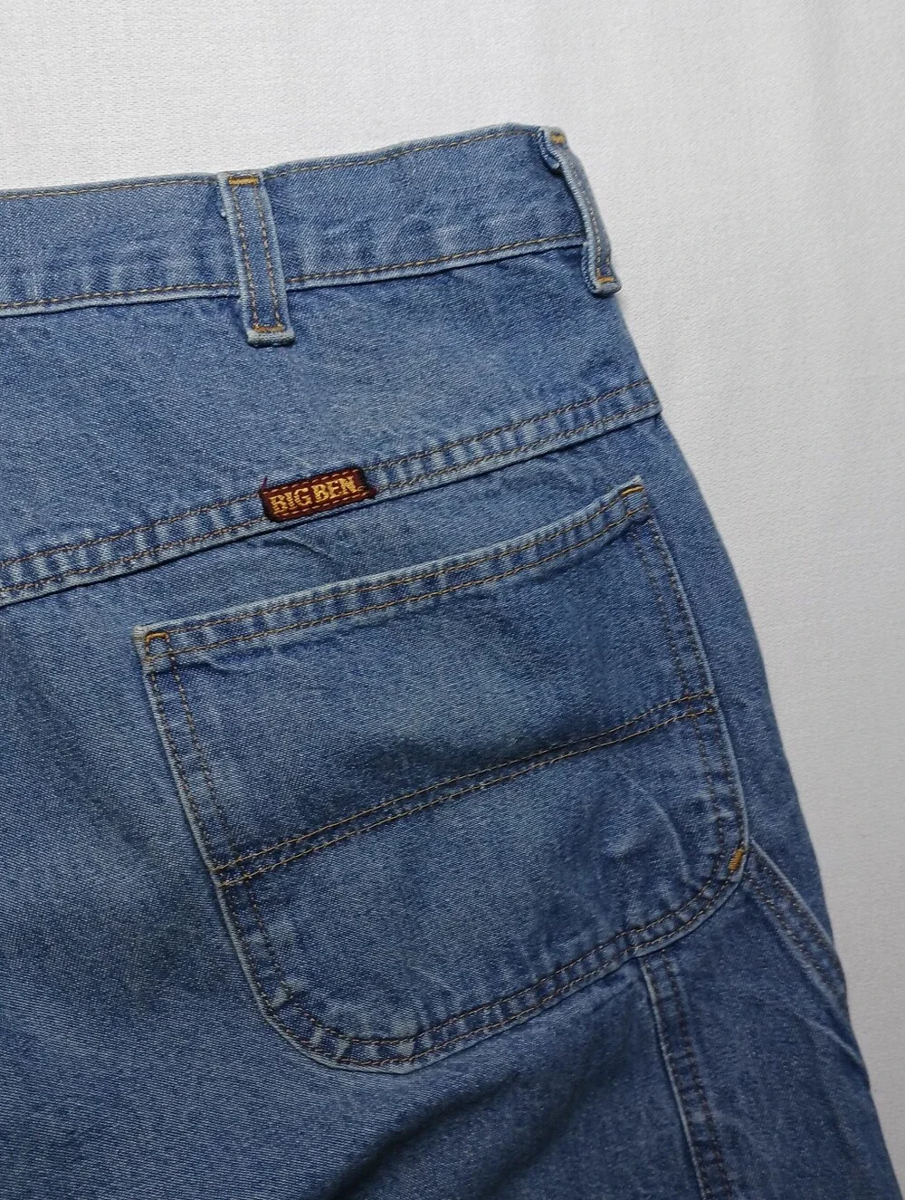 Vintage Big Ben Mens Relaxed Fit Carpenter Work Jeans 36X34 Medium Wash Denim